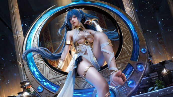 蓝白金的华彩交响:水淼aqua打造的高还原度尤诺COS之美 蓝白金的华彩交响:水淼aqua打造的高还原度尤诺COS之美