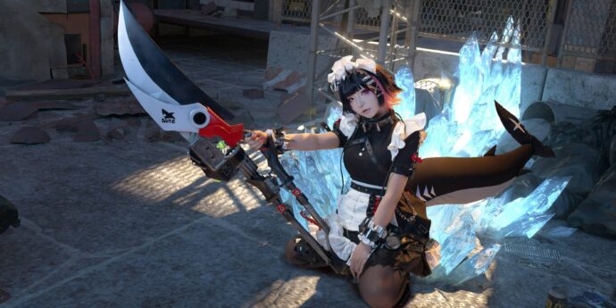 yuuhui玉汇艾莲乔COS：冰晶战场中鲨鱼系女仆视觉张力拉满