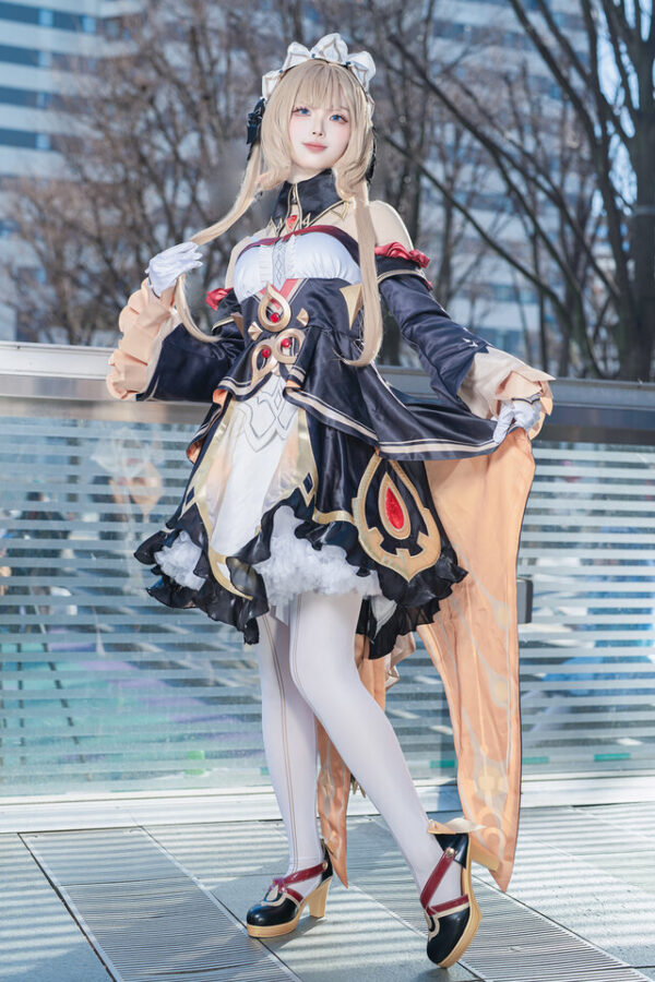 夢乃音Suzu桑多涅COS：演绎原神方丹风礼服下的优雅魅力