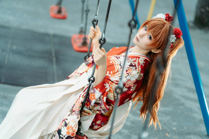 福音战士和服明日香COS:蠢沫沫演绎和风少女的骄傲与明艳 福音战士和服明日香COS:蠢沫沫演绎和风少女的骄傲与明艳