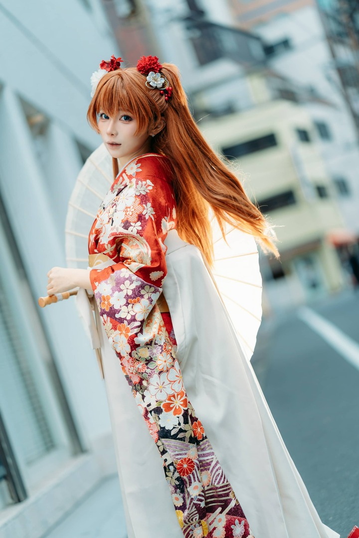 福音战士和服明日香COS:蠢沫沫演绎和风少女的骄傲与明艳 福音战士和服明日香COS:蠢沫沫演绎和风少女的骄傲与明艳