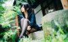 蠢沫沫制服少女COS，夏日庭院水手服与绿荫交织的夏日作品