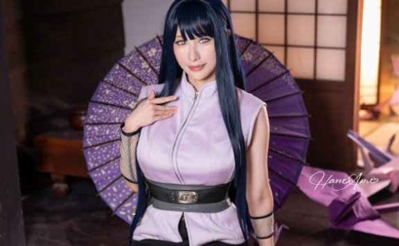 雨波HaneAme日向雏田COS:演绎紫色忍者装演绎温柔坚定