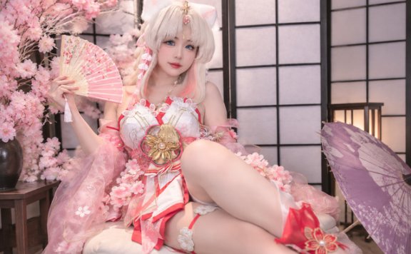 miko酱ww信浓COS:演绎樱花和风版重樱大舰娘的梦幻气质
