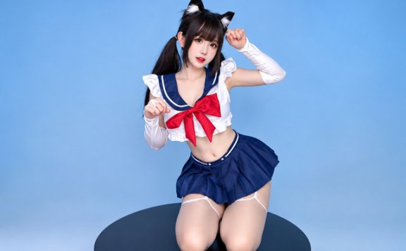 miko酱ww纯欲学妹COS:兽耳制服打造青春系二次元少女感